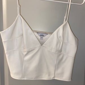 Karli Kloss x Express pleather crop top